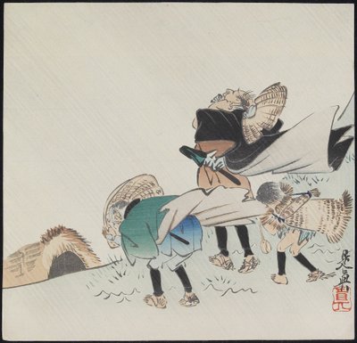 Voyageurs dans une Tempête - Shibata Zeshin